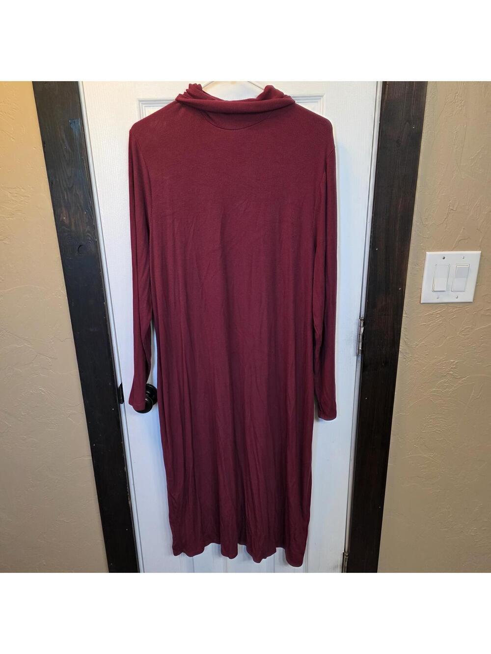 Daily Ritual Women's Burgundy Ribbed Turtleneck Long Sleeve Maxi Dress XXL